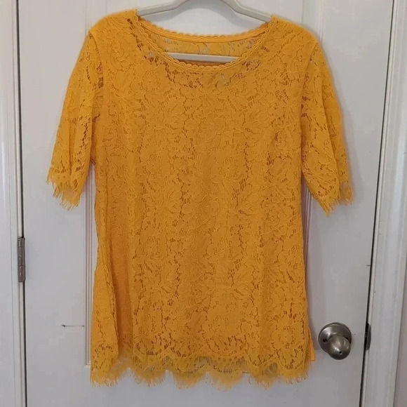 Isaac Mitzrahi Live! Women's short Sleeve Lace top - Picture 2 of 8